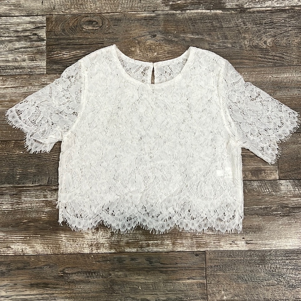 Lace, longer fit crop top